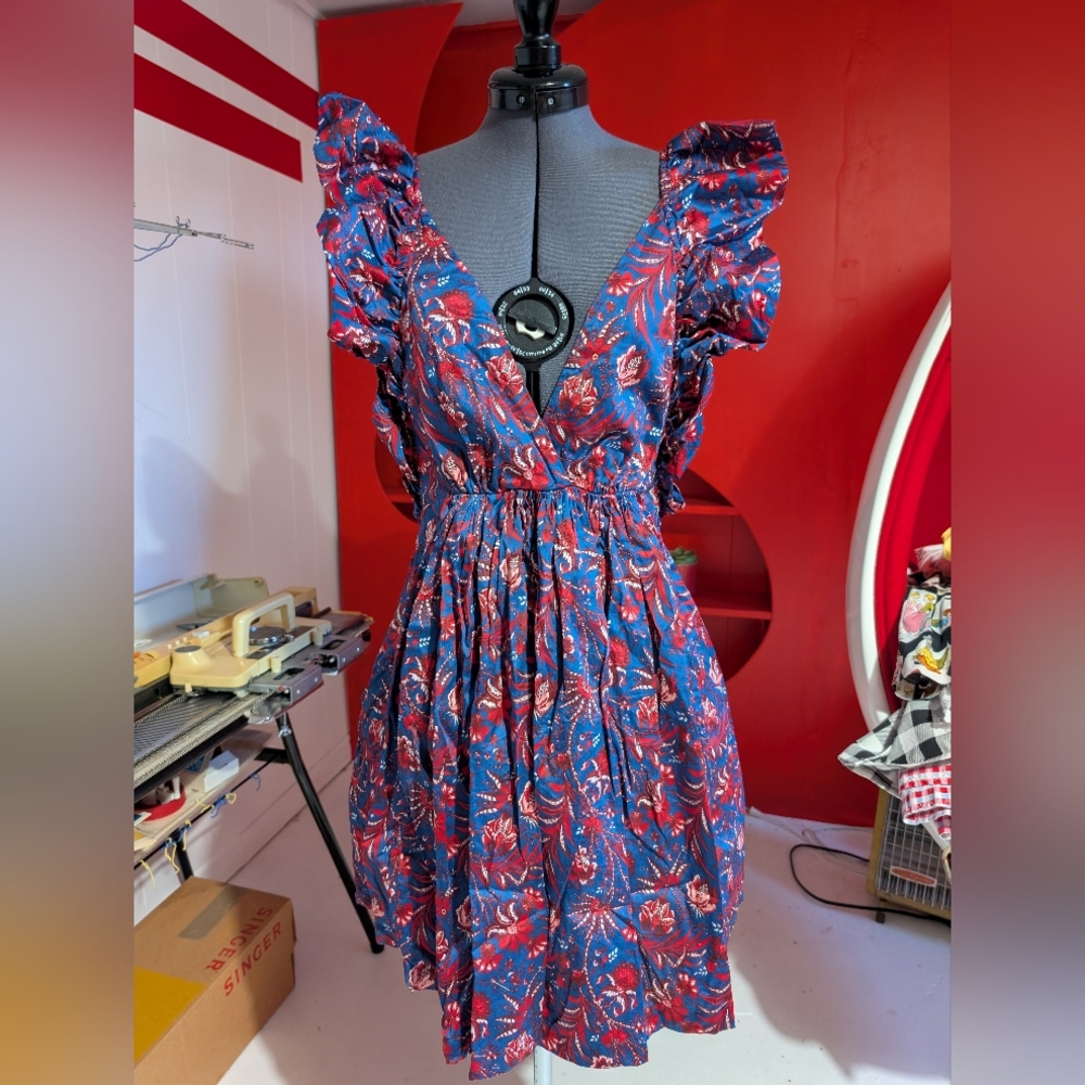 Floral Blue and Red Dress By Mango 🥭